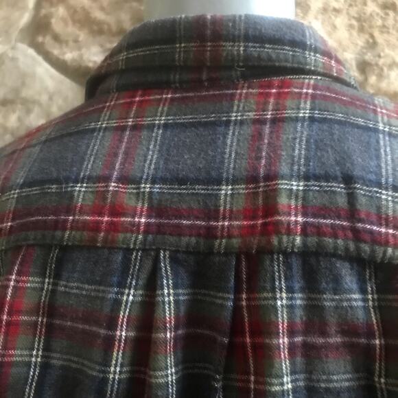 L.L. Bean Slightly Fitted Cotton Plaid Gray Red Flannel Button Down Size L Tall - Picture 4 of 7